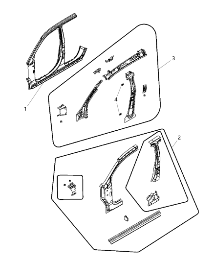 2008 Jeep Compass Panel-Body Side Aperture Front Diagram for 68001971AD