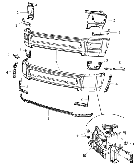 2016 Ram 5500 Bumper, Front Diagram