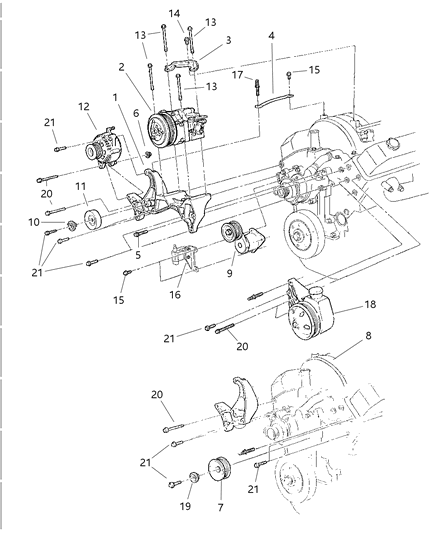 2002 Dodge Durango Alternator & Mounting Diagram