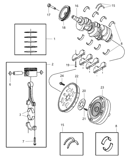 2004 Dodge Stratus Crankshaft , Piston , Drive Plate & Torque Converter Diagram 4