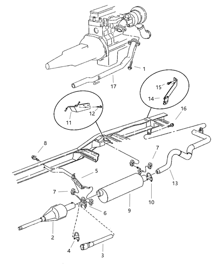 1997 Dodge Ram 3500 Exhaust Tailpipe Diagram for 52022035