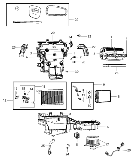 2018 Dodge Durango A/C & Heater Unit Diagram