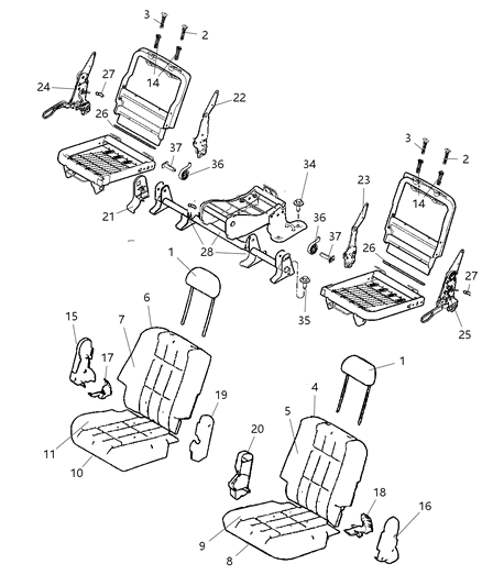 2009 Chrysler Aspen Rear Seat - Bucket Diagram 2