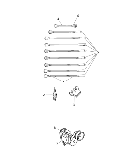 2001 Dodge Durango Spark Plugs, Ignition Cables And Coils Diagram