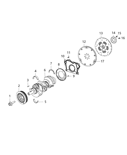 2018 Chrysler Pacifica Bearing-CRANKSHAFT Upper Diagram for 68242637AA