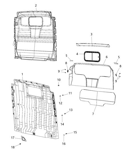 2015 Ram ProMaster 2500 Partition Panel Diagram