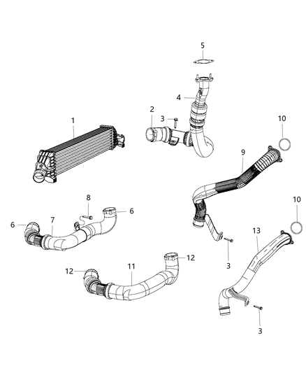 2011 Dodge Journey Hose-INTERCOOLER Outlet Diagram for 68082104AA