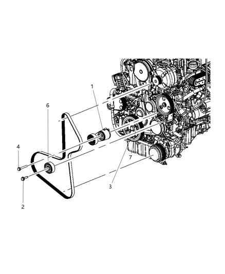 2008 Dodge Grand Caravan Pulley & Related Parts Diagram 1