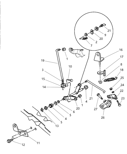 1998 Dodge Ram 2500 Controls, Gearshift, Lower Diagram 2