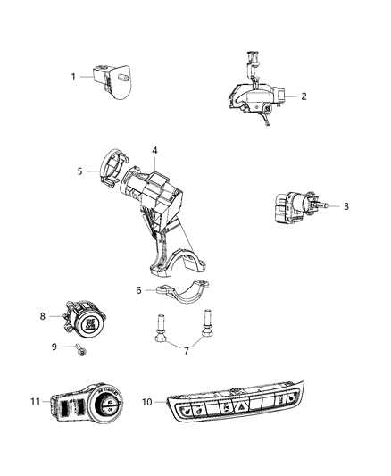 2020 Jeep Renegade Switches - Instrument Panel Diagram