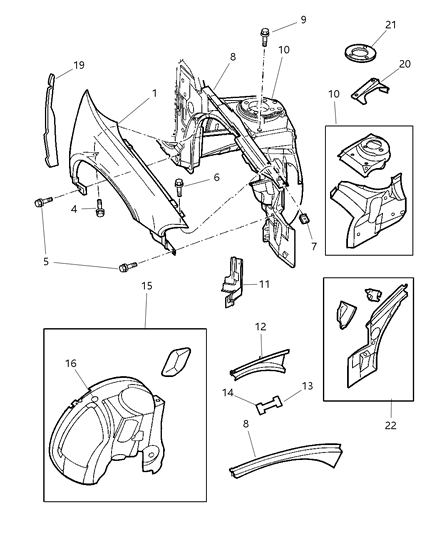 2003 Chrysler Concorde Fender-Fender Diagram for 5003061AD