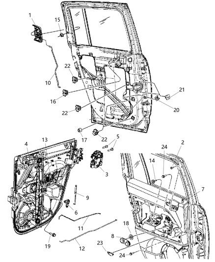 2008 Jeep Compass Rear Door - Hardware Components Diagram