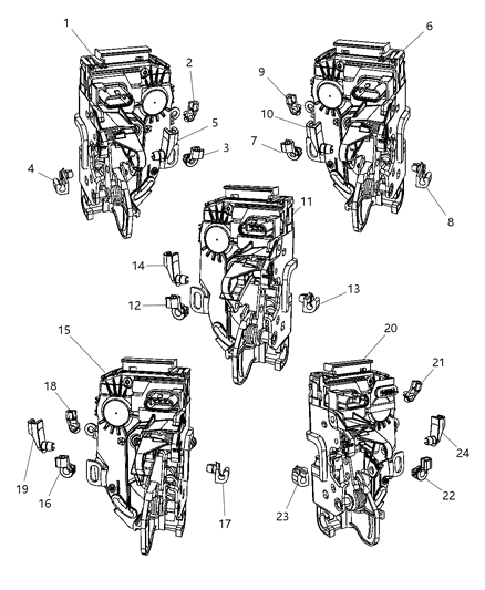 2009 Dodge Ram 1500 Front Door Latch Diagram for 4589646AA