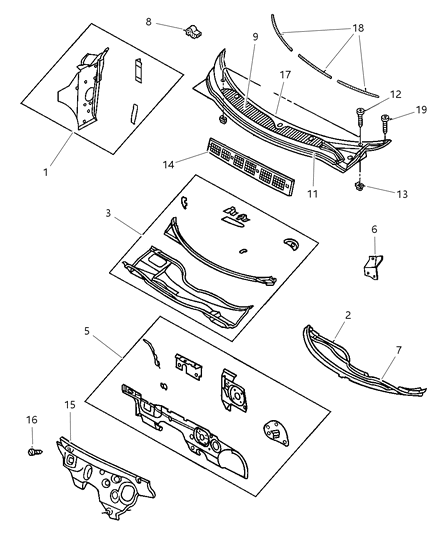 2000 Dodge Stratus Cowl & Dash Panel Diagram