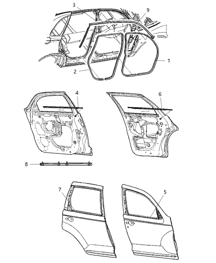 2007 Chrysler PT Cruiser Weatherstrips & Seals Diagram