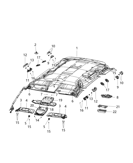 2018 Dodge Grand Caravan Headliner Diagram for 1JK371DAAC