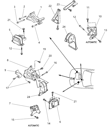 1999 Chrysler Sebring Convertible Engine Mounts Diagram 2