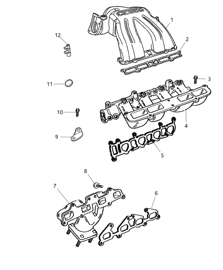 2007 Dodge Grand Caravan Intake & Exhaust Manifold Diagram 1