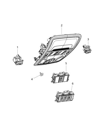 2020 Ram 1500 Switch-Overhead Console Diagram for 6EM27TX7AC