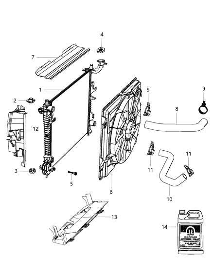 2011 Jeep Grand Cherokee Radiator & Related Parts Diagram 2