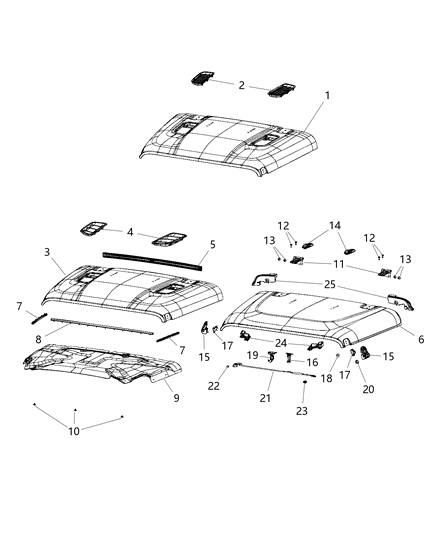 2021 Jeep Gladiator Hood & Related Parts Diagram