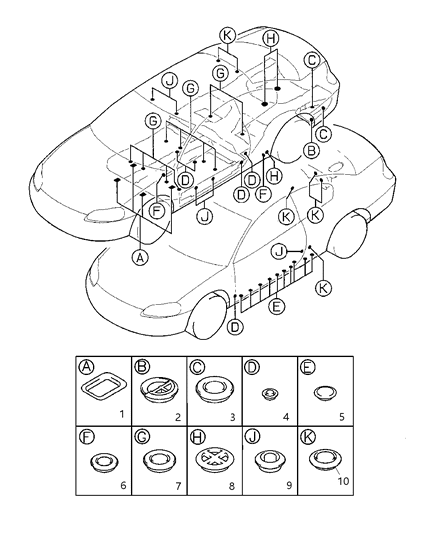 2005 Dodge Stratus Plug-Floor Diagram for MU000291