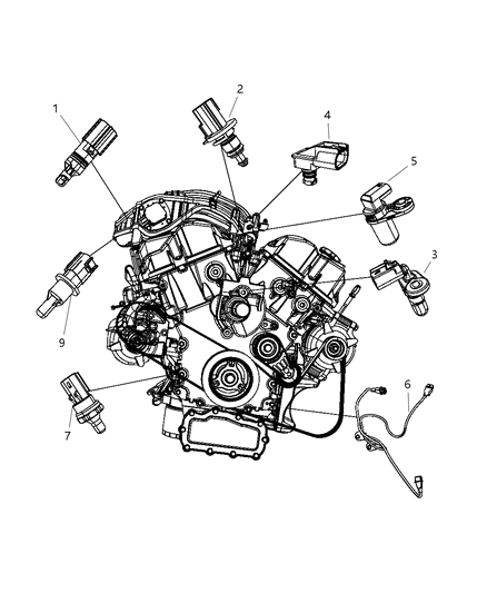 2009 Dodge Journey Sensors - Engine Diagram 3