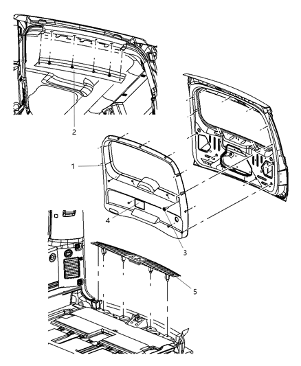 2009 Jeep Commander Liftgate Panels & Scuff Plate Diagram