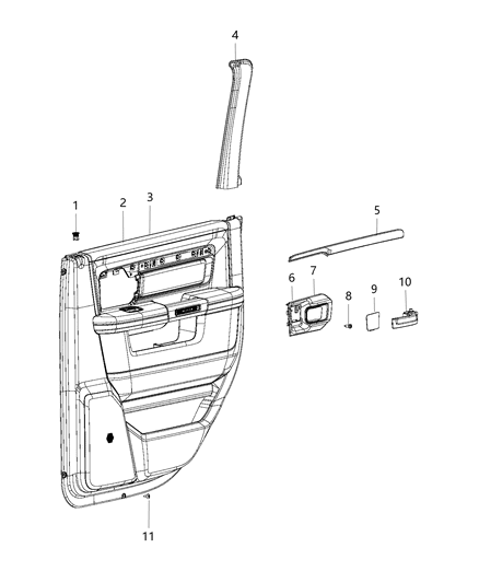 2017 Ram 2500 Bezel-Release Handle Diagram for 1WD60LA8AC