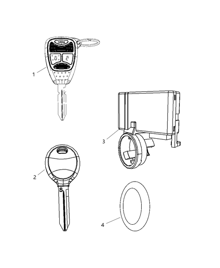 2009 Dodge Ram 3500 Receiver Modules, Keys & Key Fob Diagram