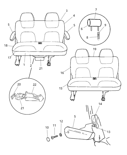 2000 Chrysler Voyager Rear Seats Diagram 1