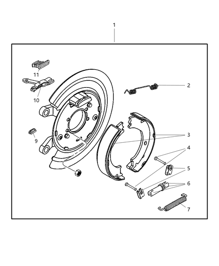 2005 Dodge Durango Parking Brake Assembly, Rear, Disc Diagram