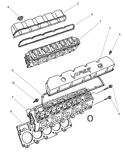 1998 Dodge Viper Gasket-Cylinder Head Diagram for 5013101AA