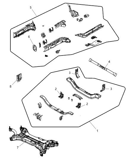 2007 Jeep Compass Reinforcement Front Bumper Side Rail Diagram for 5115347AA