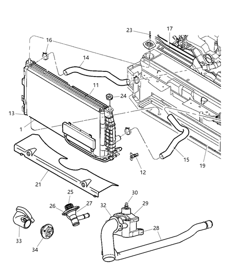 2004 Chrysler Concorde Radiator & Related Parts Diagram