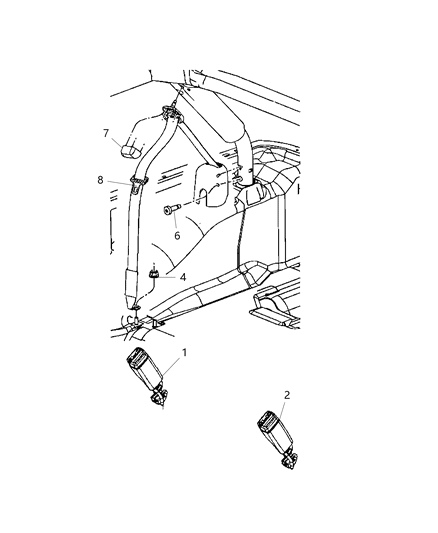 2009 Jeep Wrangler Seat Belt Rear Diagram 2