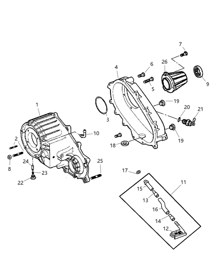 2007 Dodge Ram 3500 Case Front , Rear & Related Parts Diagram 1