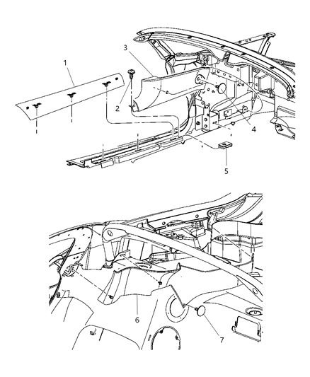 2008 Dodge Viper Cowl Side Panel & Scuff Plates Diagram