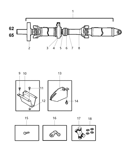 1999 Dodge Ram 1500 Propeller Shaft - Rear Diagram 3