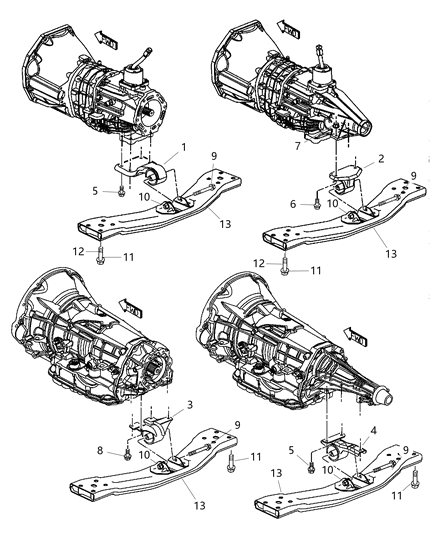 2003 Jeep Liberty INSULATOR-Transmission Support Diagram for 52059324AA