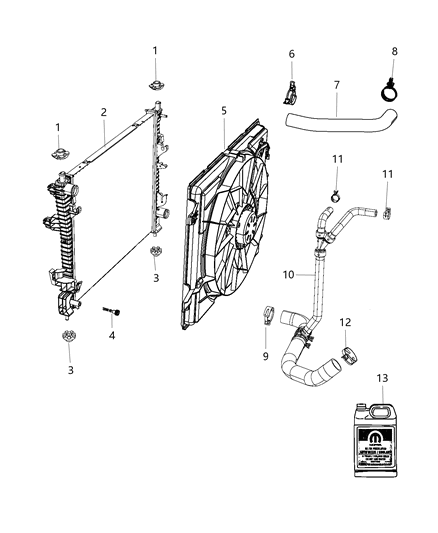 2016 Dodge Durango Radiator & Related Parts Diagram 1