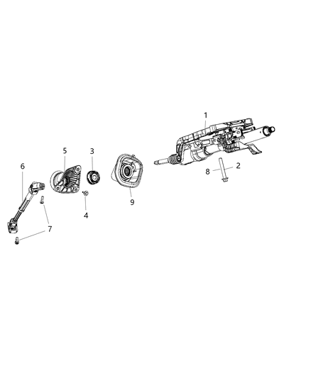 2014 Jeep Grand Cherokee Bearing-Steering Intermediate Shaft Diagram for 55057324AA