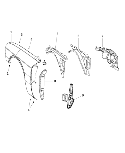 2013 Dodge Challenger Front Fender Diagram