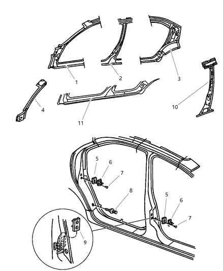 2000 Chrysler Cirrus Frame-Windshield Side Diagram for 4646172AB