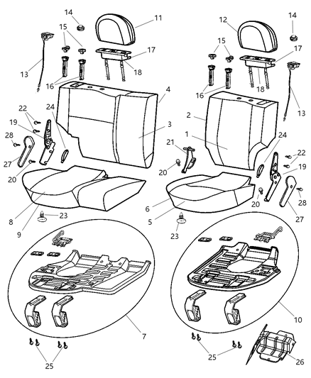 2002 Jeep Grand Cherokee Rear Seat Cushion Cover Diagram for WK331L5AA