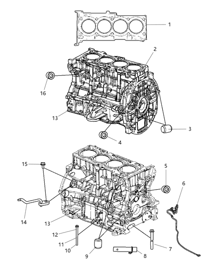 2007 Jeep Compass Cylinder Block And Components Diagram 3