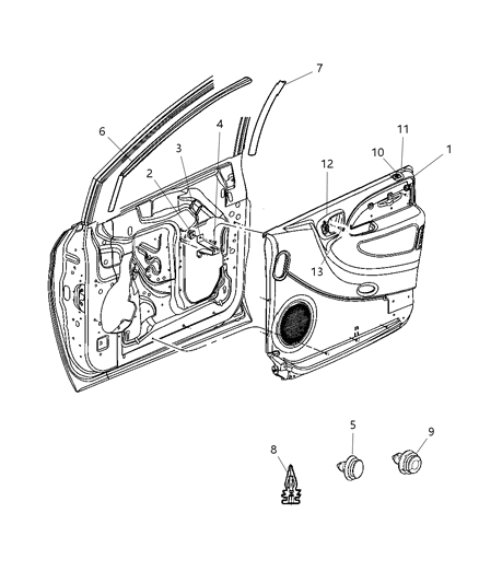 2007 Dodge Caravan Panel-Front Door Trim Diagram for 1DT981D5AA