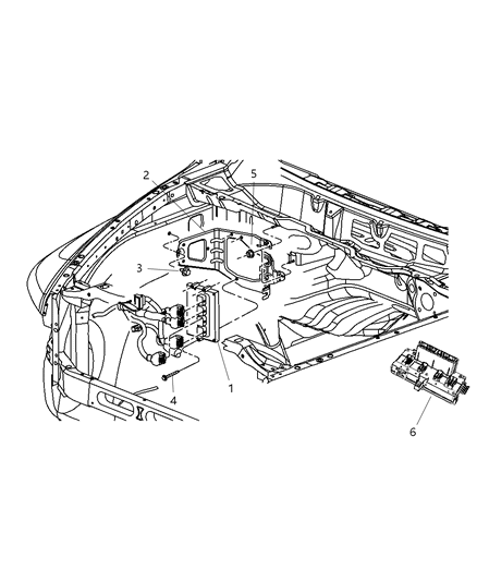 2009 Dodge Ram 2500 Modules, Engine Compartment Diagram 1