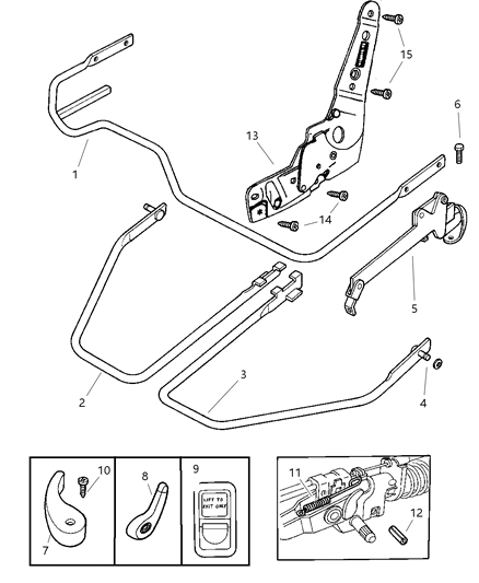 1999 Dodge Dakota Handles - Lock Bar & Attaching Parts Diagram