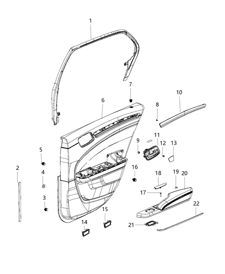 2020 Chrysler 300 Rear Door Trim Armrest Diagram for 1VY70LD4AB